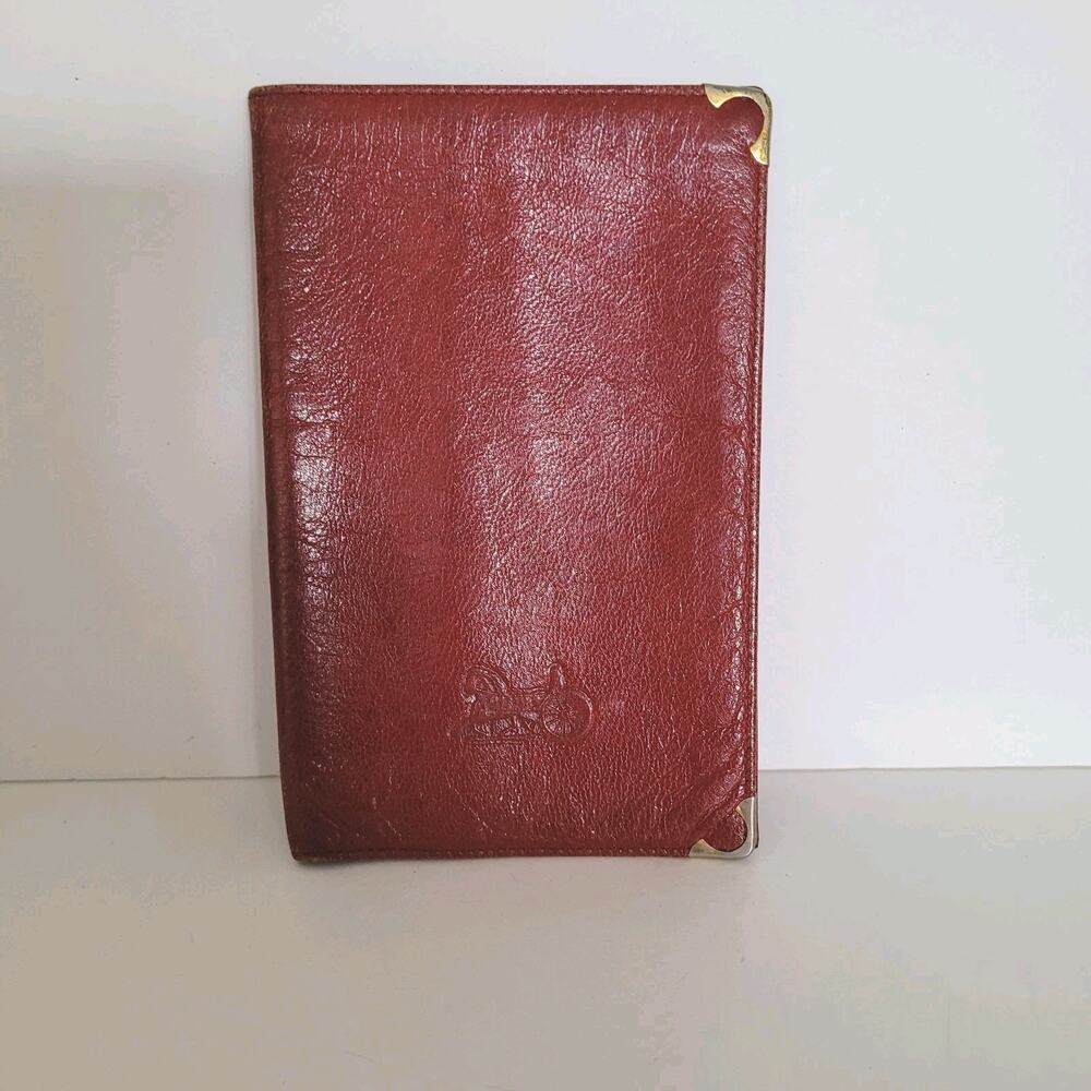 Celine Vintage Notbook Cover Notebook Book Case 4x6 Red Bifold Leather Italian